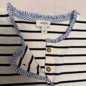 J. Crew Navy and White Striped Henley Top